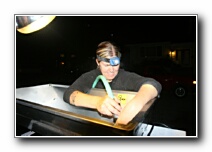 Erin cleaning the crusher